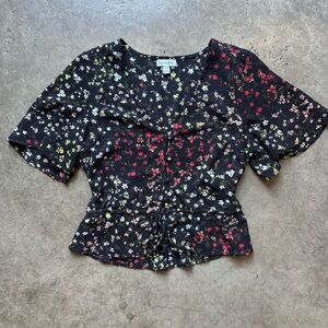 Black Floral Blouse